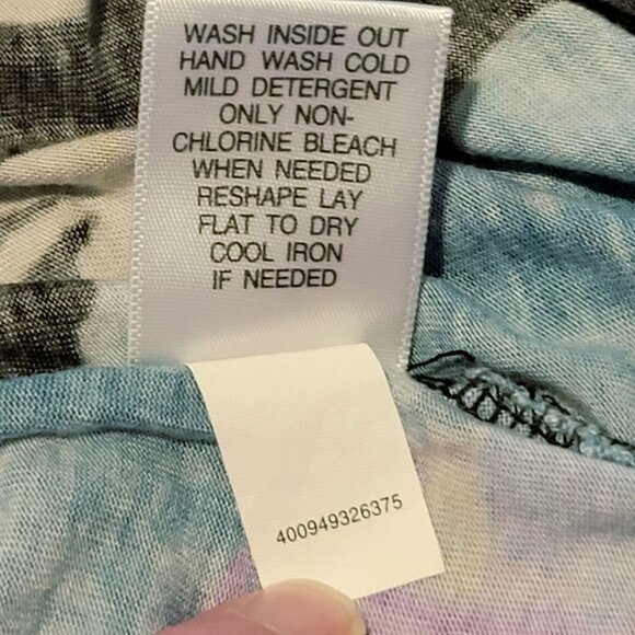 Simply Vera Wang Sheer Overlay Blouse Womens XL Black Floral Latered Top - Picture 5 of 13